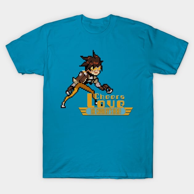 Overwatch - 16-Bit Tracer Quote T-Shirt by wyckedguitarist